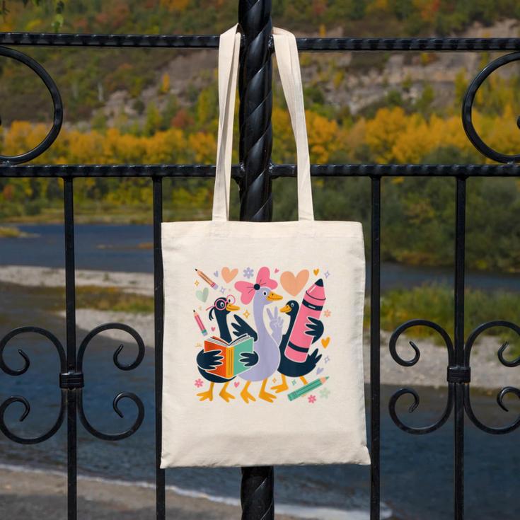 Kindergarten 1st Grade Goose Back To School Girls Canvas Tote Bag