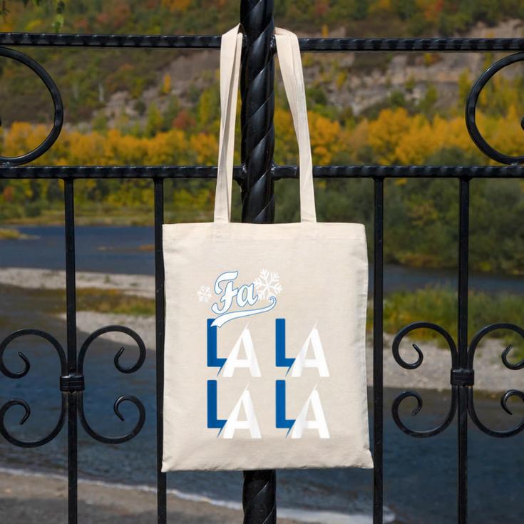 LA Baseball Fan Christmas FA La La Holiday Blue Theme Canvas Tote Bag