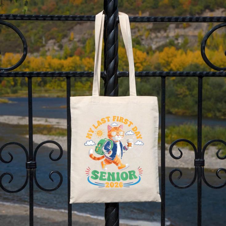 My Last First Day Senior 2026 Cat Back To School Canvas Tote Bag