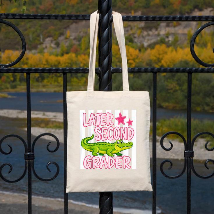 Later Second Grader Cute Alligator Back To School Graduation Canvas Tote Bag Later Second Grader Cute Alligator Back To School Graduation Canvas Tote Bag