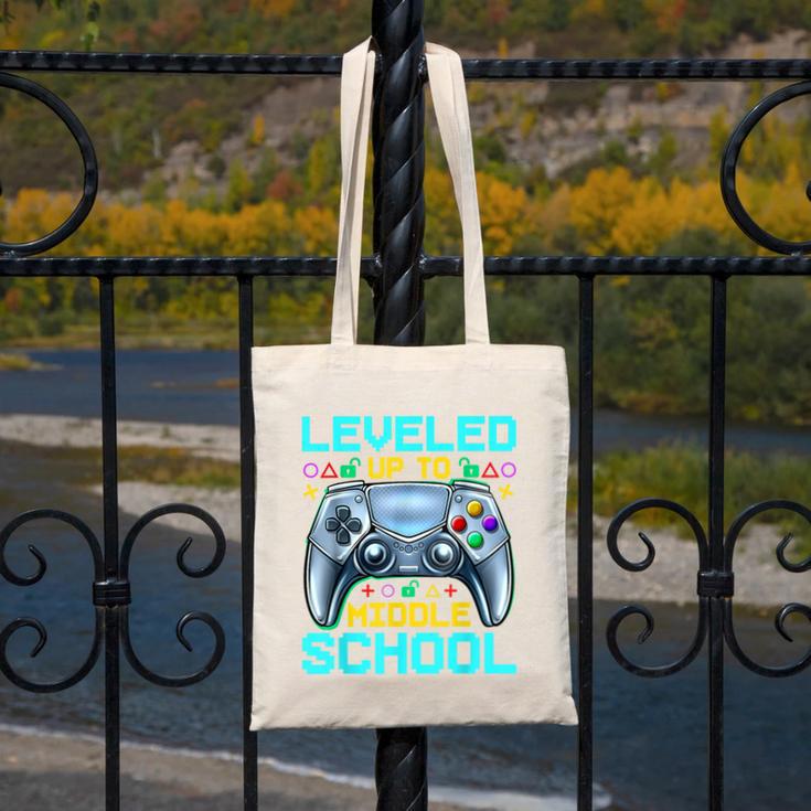 Leveled Up To Middle School Video Gamer Back To School Boys Canvas Tote Bag Leveled Up To Middle School Video Gamer Back To School Boys Canvas Tote Bag