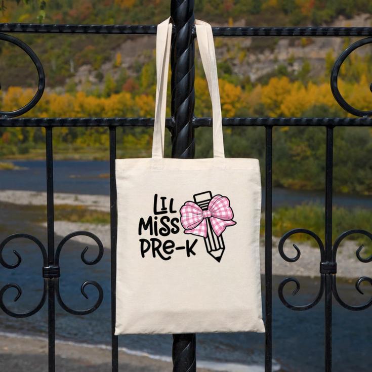 LiL Miss Pre-K Cute Back To School Pink Y2k Coquette Bow Canvas Tote Bag