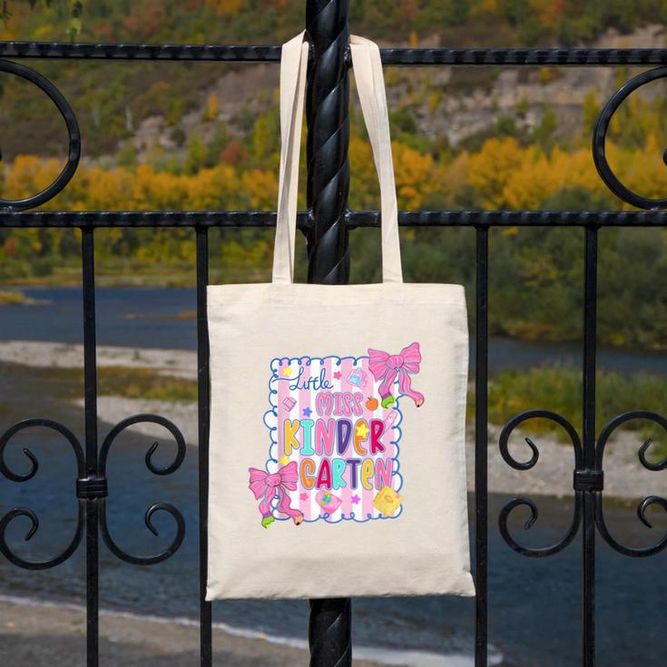 Little Miss Kindergarten Kids Girls Coquette Back To School Canvas Tote Bag