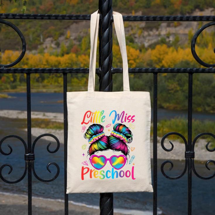 Little Miss Preschool Messy Bun Back To School Girl Women Canvas Tote Bag Little Miss Preschool Messy Bun Back To School Girl Women Canvas Tote Bag