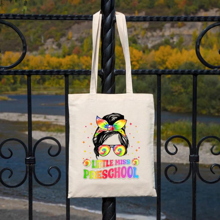 Little Miss Preschool Messy Bun Tie Dye Back To School Girls Canvas Tote Bag Little Miss Preschool Messy Bun Tie Dye Back To School Girls Canvas Tote Bag