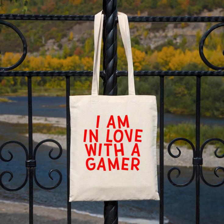 I Am In Love With A Gamer Cute Valentines Day Gamer Couple Raglan Baseball Tee Canvas Tote Bag I Am In Love With A Gamer Cute Valentines Day Gamer Couple Raglan Baseball Tee Canvas Tote Bag