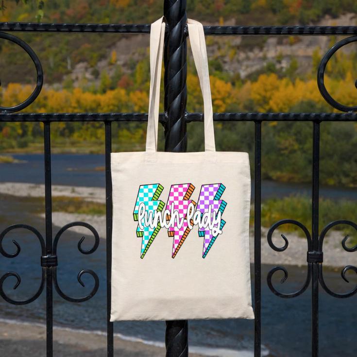Lunch Lady Back To School Checkered First Day Of School Canvas Tote Bag