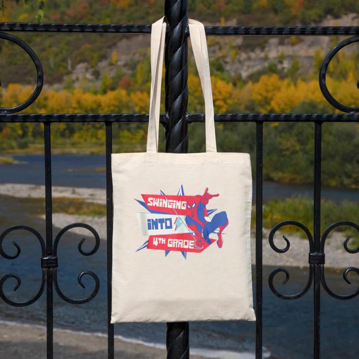 Marvel Spider-Man Swinging Into 4th Grade Back To School Canvas Tote Bag