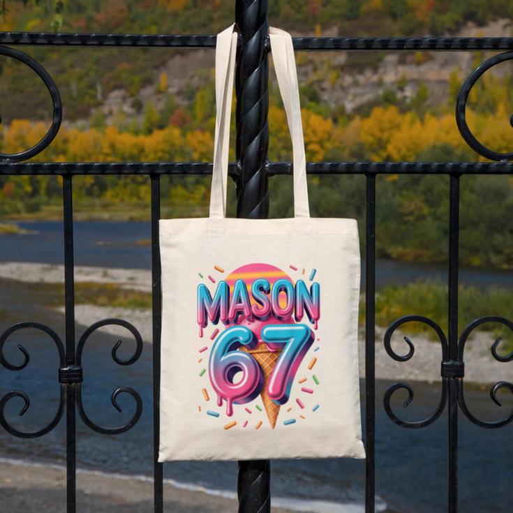 Mason 67 Meme Ice Cream Baseball Drip Canvas Tote Bag Mason 67 Meme Ice Cream Baseball Drip Canvas Tote Bag