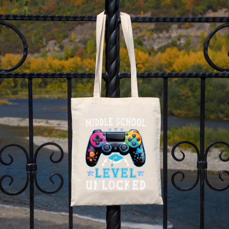 Middle School Level Unlocked Gamer First Day Back To School Canvas Tote Bag Middle School Level Unlocked Gamer First Day Back To School Canvas Tote Bag