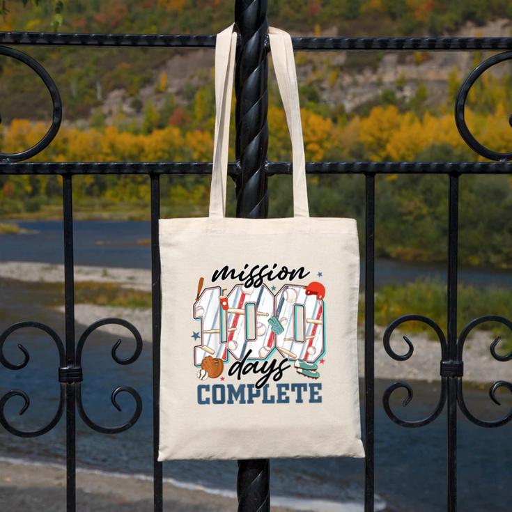 Mission 100 Days Complete Baseball 100th Day Of School Boys Canvas Tote Bag