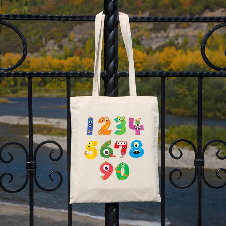 Monster Numbers Learning Cute Numbers 0-9 Back To School Canvas Tote Bag
