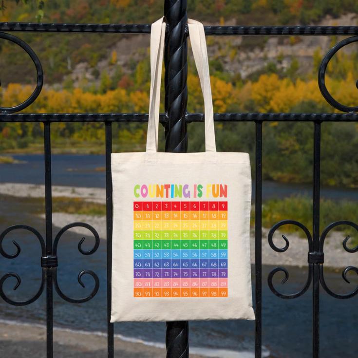 Numbers Learning Cute Numbers 0-100 Back To School Counting Canvas Tote Bag
