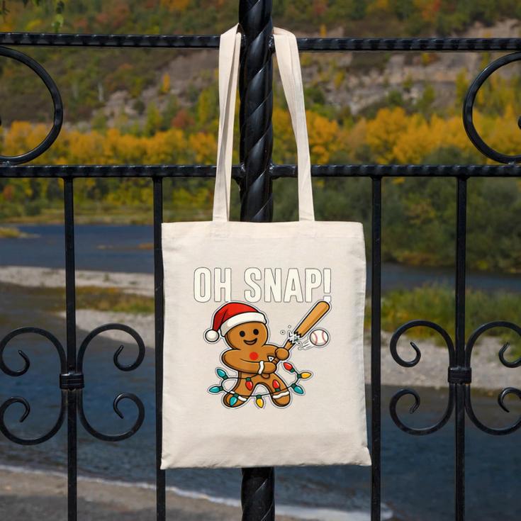 Oh Snap Gingerbreadman Christmas Baseball Humor Canvas Tote Bag Oh Snap Gingerbreadman Christmas Baseball Humor Canvas Tote Bag
