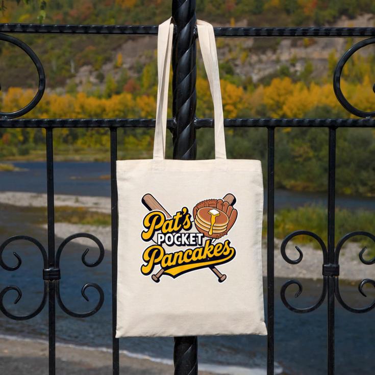 Pat's Pocket Pancakes Baseball Glove Stack Syrup Canvas Tote Bag Pat's Pocket Pancakes Baseball Glove Stack Syrup Canvas Tote Bag