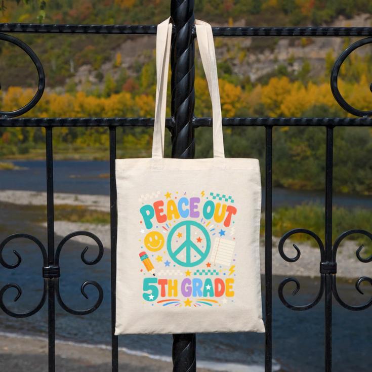 Peace Out 5th Grade Retro Back To School Students Canvas Tote Bag Peace Out 5th Grade Retro Back To School Students Canvas Tote Bag