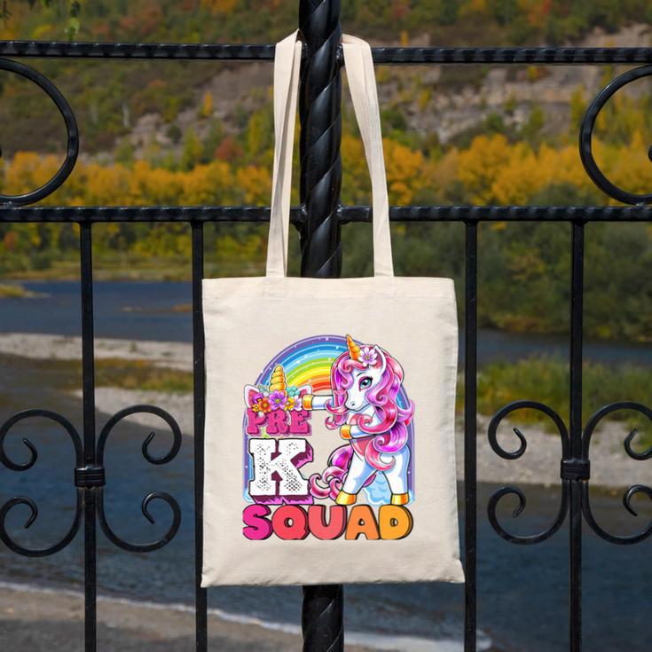 Pre-K Squad Flossing Unicorn Back To School Girls Premium Tri-Blend Canvas Tote Bag