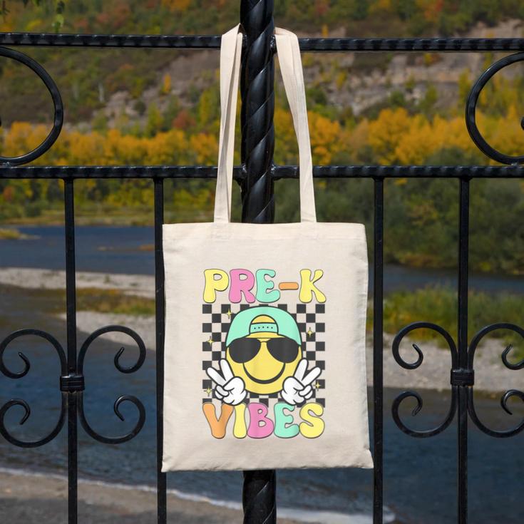 Pre-K Vibes Smile Face Back To School Pre-K Canvas Tote Bag
