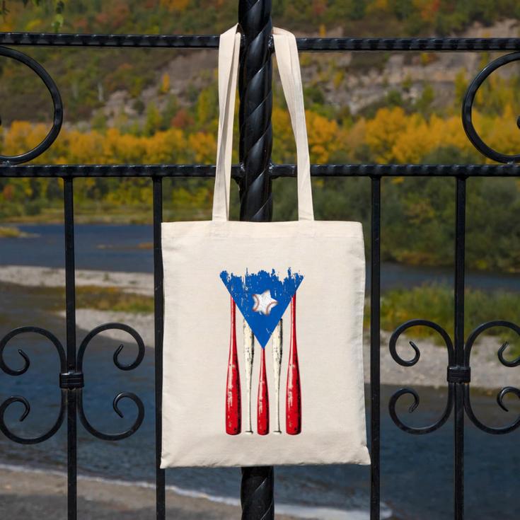 Puerto Rican Baseball Bats Puerto Rico Flag Pride BéIsbol Canvas Tote Bag
