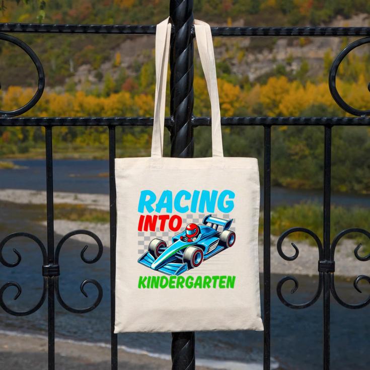 Racing Into Kindergarten Race Car Driver Back To School Performance Canvas Tote Bag