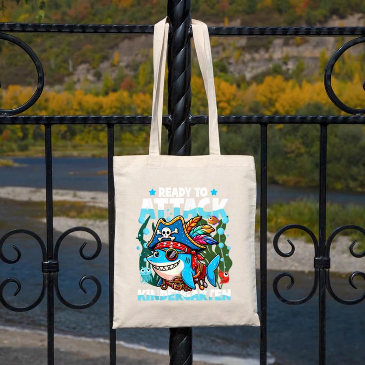Ready To Attack Kindergarten Pirate Shark Back To School Canvas Tote Bag Ready To Attack Kindergarten Pirate Shark Back To School Canvas Tote Bag