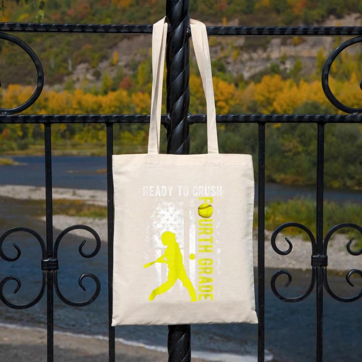 Ready To Crush Fourth Grade Softball USA Flag Back To School Canvas Tote Bag Ready To Crush Fourth Grade Softball USA Flag Back To School Canvas Tote Bag