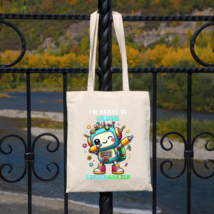 Ready To Crush Kindergarten Cute Robot Back To School Canvas Tote Bag Ready To Crush Kindergarten Cute Robot Back To School Canvas Tote Bag