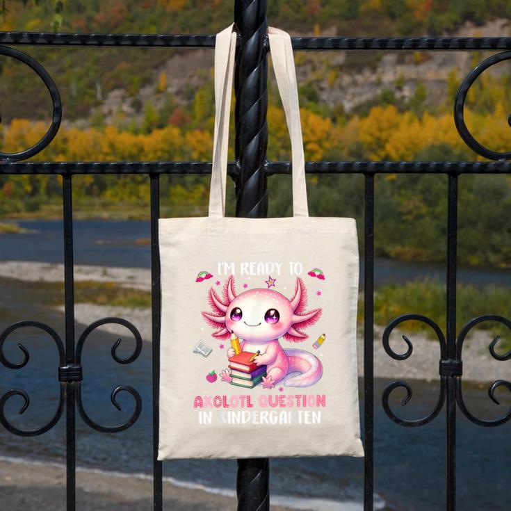 Ready To Kindergarten Axolotl Questions Back To School Girls Canvas Tote Bag