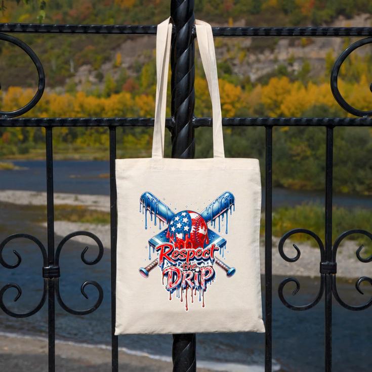 Respect The Drip Baseball American Flag Ice Cream Drip Youth Canvas Tote Bag Respect The Drip Baseball American Flag Ice Cream Drip Youth Canvas Tote Bag