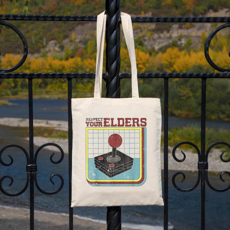 Respect Your Elders Retro Gamer Joystick Back To School Canvas Tote Bag Respect Your Elders Retro Gamer Joystick Back To School Canvas Tote Bag