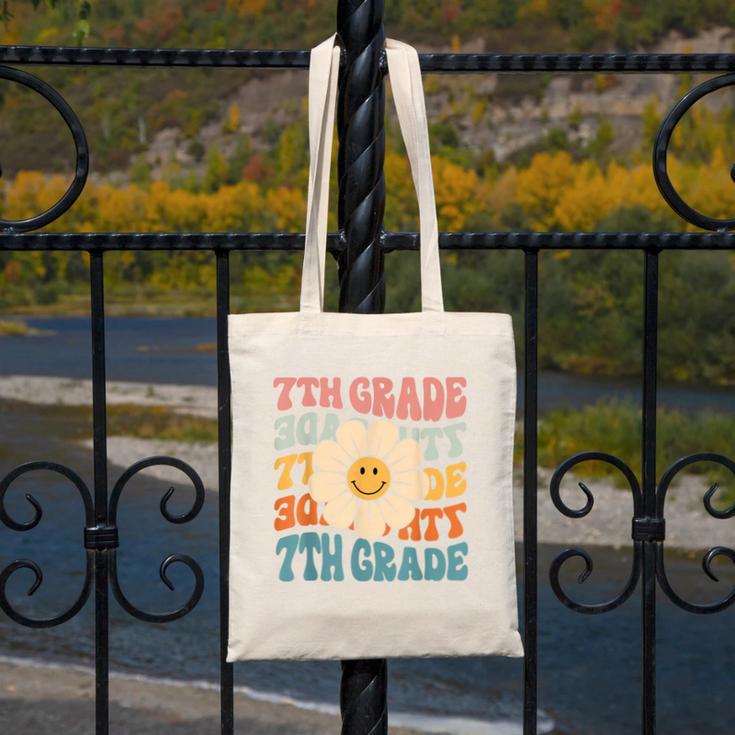 Retro 7th Grade Daisy Colorful Back To School Seventh Grade Canvas Tote Bag Retro 7th Grade Daisy Colorful Back To School Seventh Grade Canvas Tote Bag
