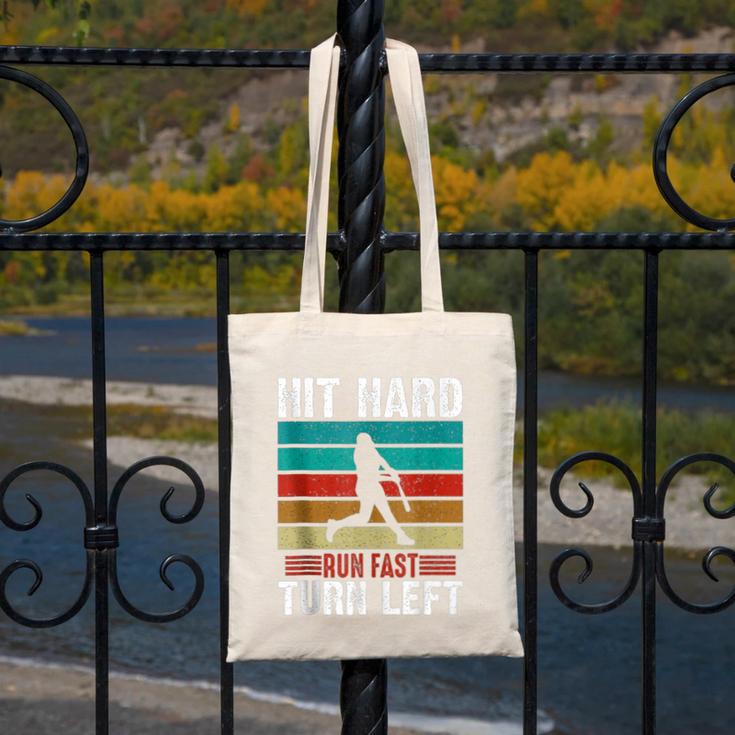 Retro Hit Hard Run Fast Turn Left Baseball Lover Canvas Tote Bag Retro Hit Hard Run Fast Turn Left Baseball Lover Canvas Tote Bag
