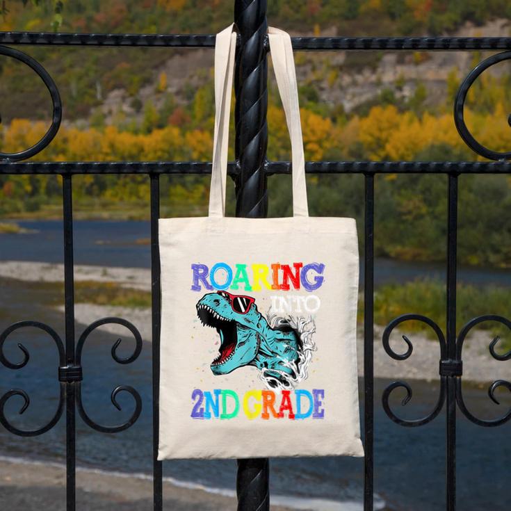 Roaring Into 2Nd Grade DinosaurRex Back To School Canvas Tote Bag Roaring Into 2Nd Grade DinosaurRex Back To School Canvas Tote Bag