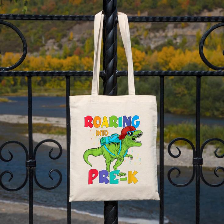 Roaring Into Pre-K Preschool Dinosaur Back To School Canvas Tote Bag