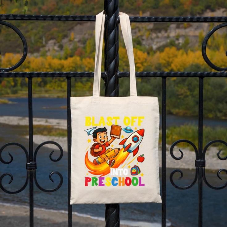Rocket Blast Off Into Preschool Back To School Canvas Tote Bag Rocket Blast Off Into Preschool Back To School Canvas Tote Bag