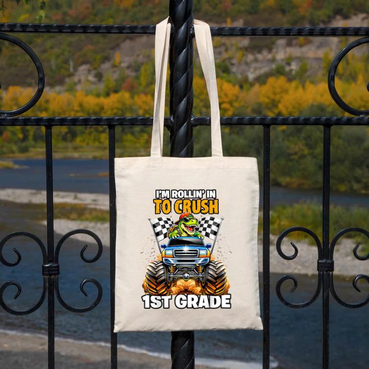 Rollin Crush Dinosaur Monster Truck Back To School 1st Grade Canvas Tote Bag Rollin Crush Dinosaur Monster Truck Back To School 1st Grade Canvas Tote Bag