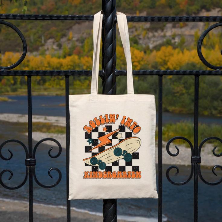 Rolling Into Kindergarten Retro Groovy Back To School Kids Canvas Tote Bag Rolling Into Kindergarten Retro Groovy Back To School Kids Canvas Tote Bag