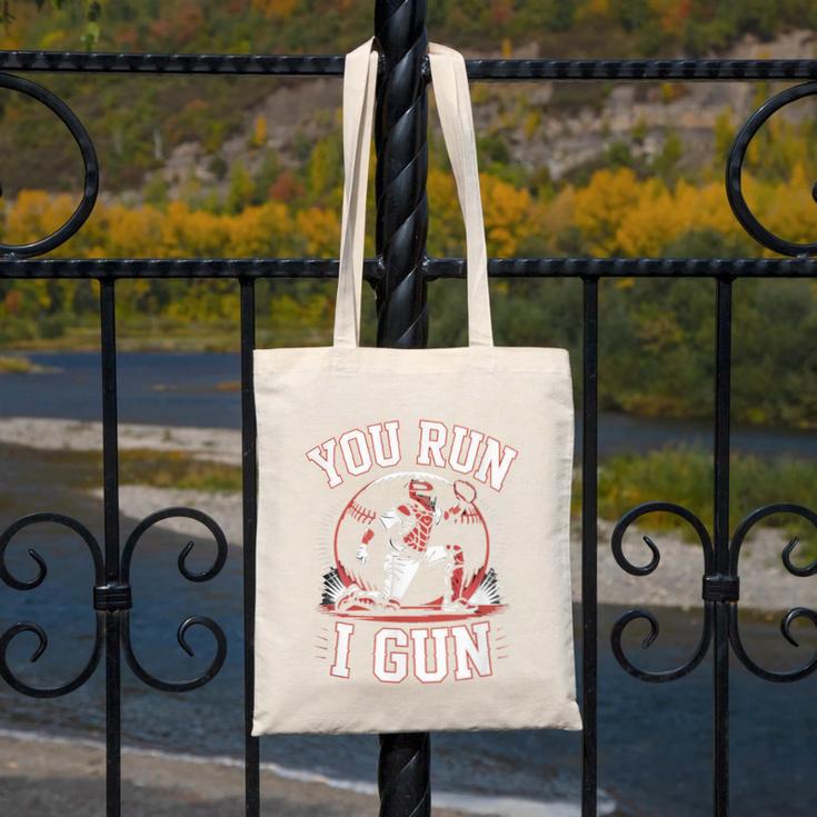 You Run I Gun Baseball Catcher Softball Player Canvas Tote Bag You Run I Gun Baseball Catcher Softball Player Canvas Tote Bag