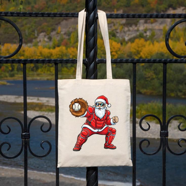 Santa Playing Baseball Baseball Lover Baseballer Xmas Canvas Tote Bag