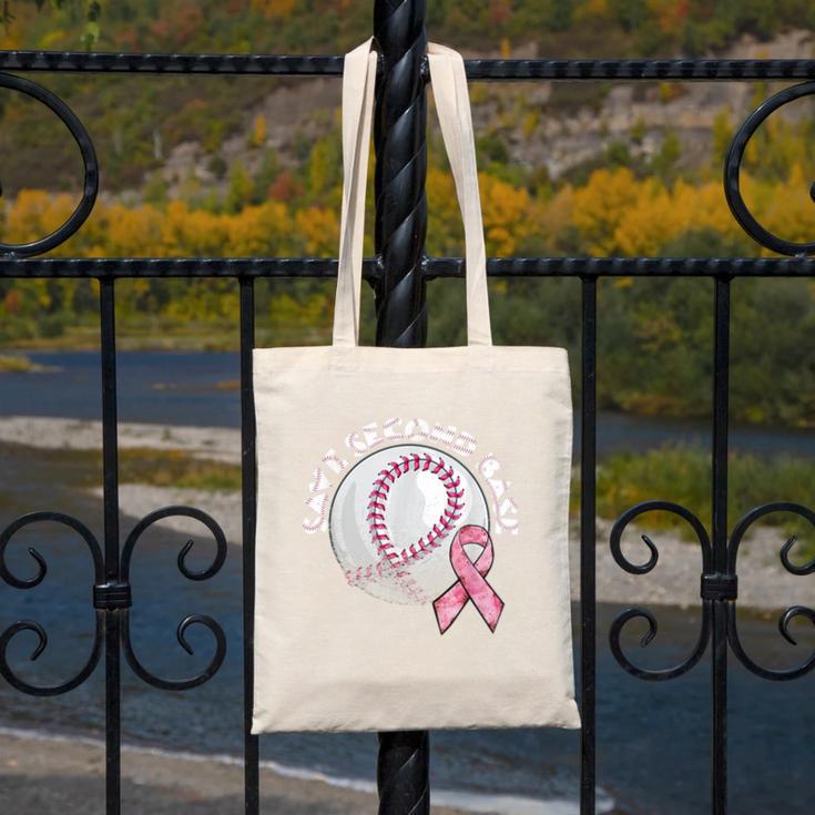 Save 2nd Base Breast Cancer Awareness Pink Ribbon Baseball Canvas Tote Bag Save 2nd Base Breast Cancer Awareness Pink Ribbon Baseball Canvas Tote Bag