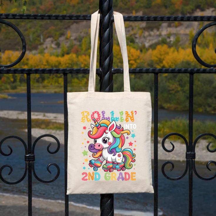 Second Grade Back To School First Day Girls Rollin Unicorn Canvas Tote Bag Second Grade Back To School First Day Girls Rollin Unicorn Canvas Tote Bag