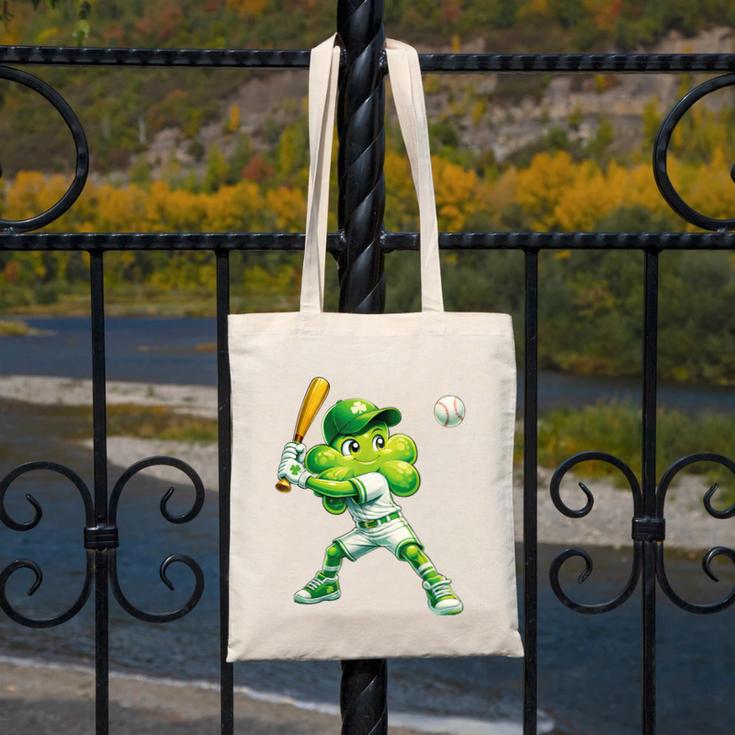 Shamrock Playing Baseball St Patricks Day Men Boys Kid Canvas Tote Bag