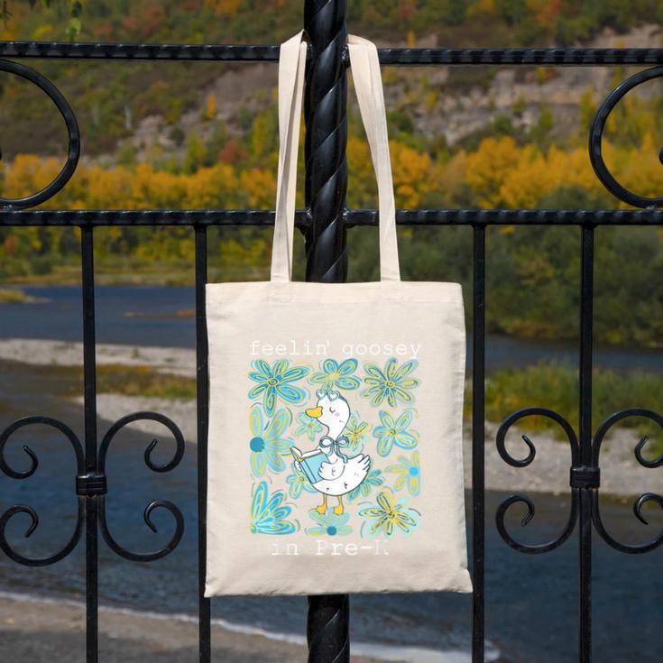 Silly Goose Back To School Feelin’ Goosey Pre-K Canvas Tote Bag Silly Goose Back To School Feelin’ Goosey Pre-K Canvas Tote Bag