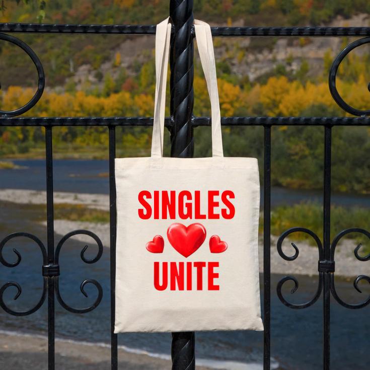 Singles Unite Valentines Day Humor For Singles Raglan Baseball Tee Canvas Tote Bag Singles Unite Valentines Day Humor For Singles Raglan Baseball Tee Canvas Tote Bag