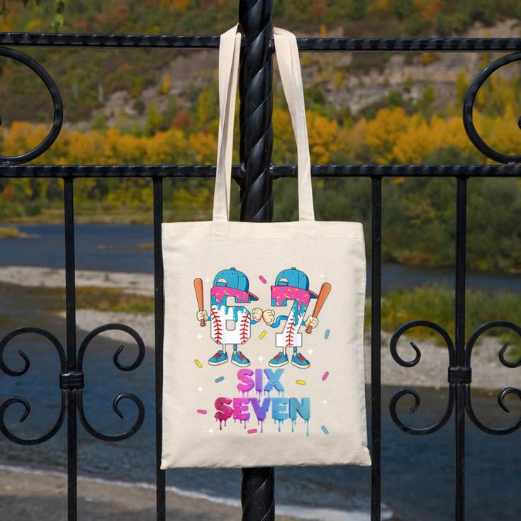 Six Seven Baseball Ice Cream Drip 6 7 Meme Gen Alpha Slang Canvas Tote Bag