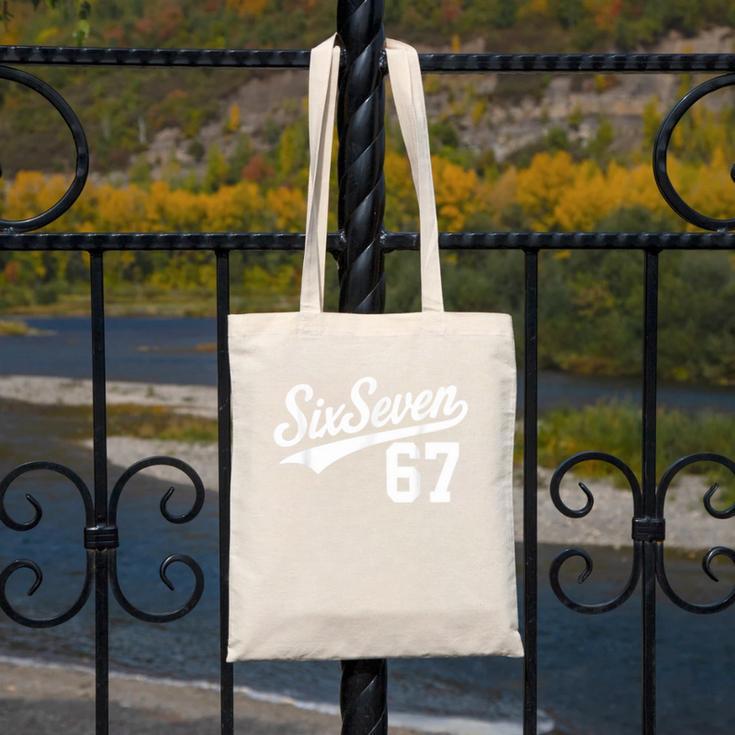 Six Seven Baseball Style Number 67 Sports Slang Meme Kids Canvas Tote Bag Six Seven Baseball Style Number 67 Sports Slang Meme Kids Canvas Tote Bag