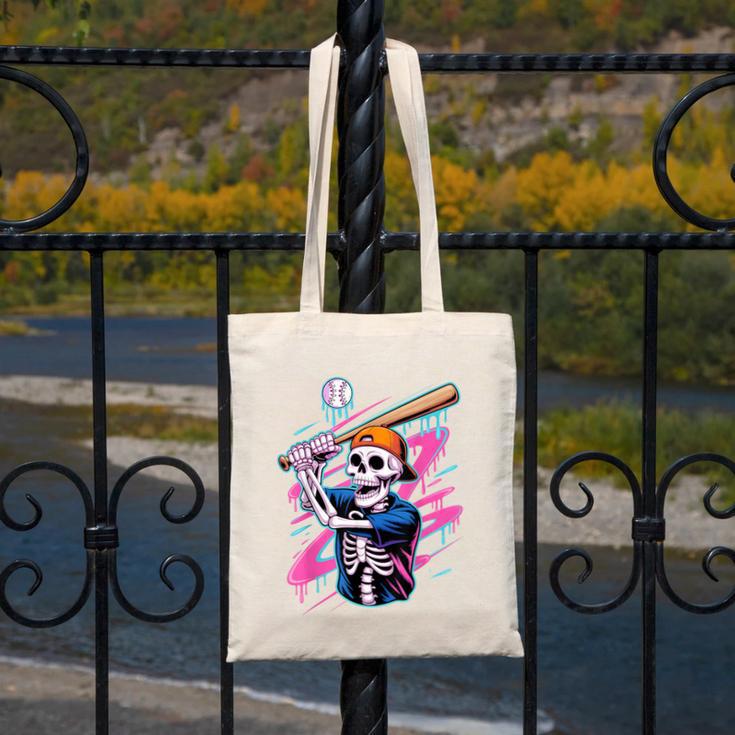 Skeleton Baseball Drip Boy Youth Dripping Baseball Halloween Canvas Tote Bag Skeleton Baseball Drip Boy Youth Dripping Baseball Halloween Canvas Tote Bag