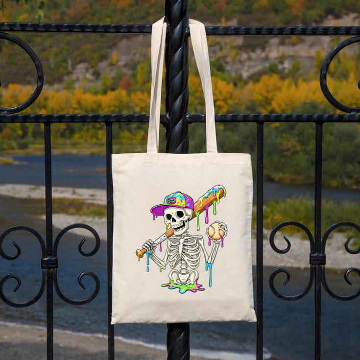 Skeleton Baseball Drip Boys Ice Cream Drip Youth Baseball Canvas Tote Bag