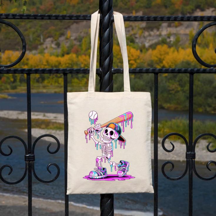 Skeleton Baseball Drip Boys Youth Kids Halloween Canvas Tote Bag Skeleton Baseball Drip Boys Youth Kids Halloween Canvas Tote Bag