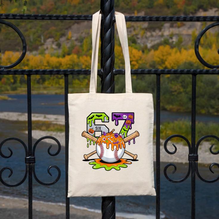 Spooky Halloween Baseball Ice Cream Dripping Six Seven 6 7 Canvas Tote Bag Spooky Halloween Baseball Ice Cream Dripping Six Seven 6 7 Canvas Tote Bag